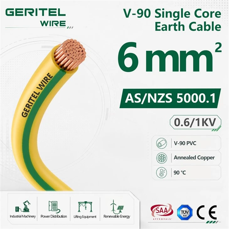 6mm2 V90 Kabel za uzemljenje Zeleno Žuti 600/1000V