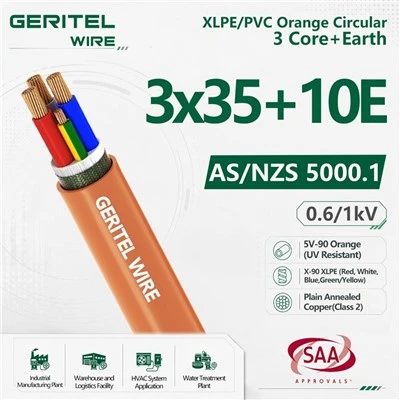 35mm2 3C+E XLPE PVC narandžasti kružni dovodni kabel za distribuciju energije